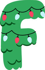 F Cartoon Christmas Tree Decor Festive Font