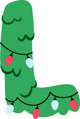 L Cartoon Christmas Tree Decor Festive Font