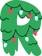 R Cartoon Christmas Tree Decor Festive Font