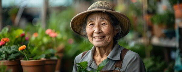 Realistic view of elderly seniors in a gardening workshop high-definition clarity