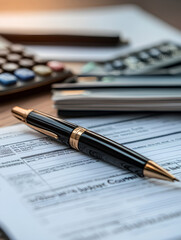 A collection of insurance documents alongside a calculator and pen symbolizes strategic financial safeguarding.
