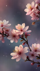 Ultra-Soft Gradient Backgrounds with Flowers in Pastel Pink and Lavender, Featuring Delicate Cherry Blossoms for Mobile Wallpapers - Generated by AI
