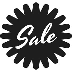 Vector black sale starburst sticker or promotional label. Sunburst promo tag, circle badge, retail stamp or special offer icon. Flat design element for shopping.  Price flash, blank seal for store 