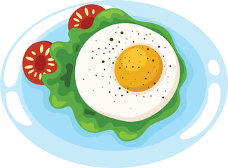 fried egg with dish vector