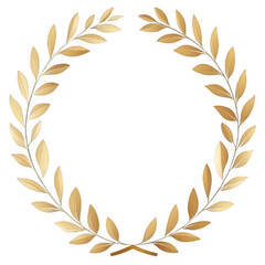 Elegant Golden Leaves Wreath,  Celebrating Excellence and Glory in Competition, Isolated on Transparent Background