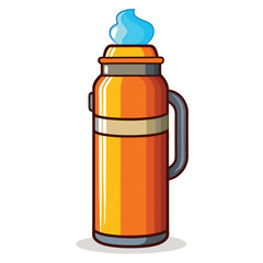 Hot thermos bottle vector illustration