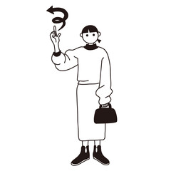 矢印、若い女性のベクター線画