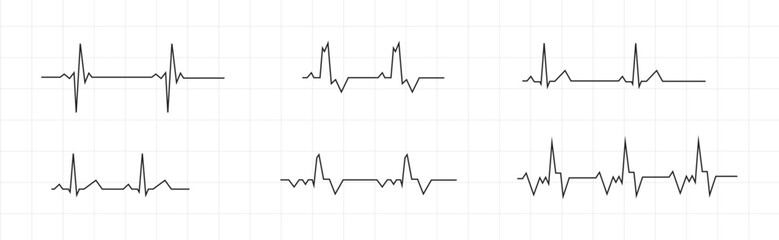 set of heart pulse monitor illutration design icon. vector
