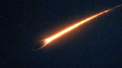 Obraz premium Celestial Comet Trail, a vibrant comet streaking through a dark, star-studded sky, showcasing the mesmerizing beauty of the universe in a digital art style.