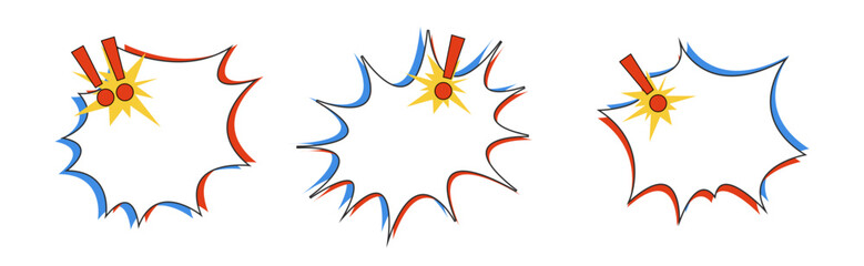 set of comic burst icon banner design illustration. vector