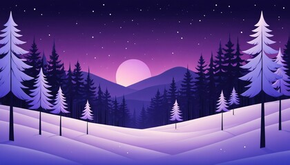 Minimal Winter Forest simple minimalist illustration background