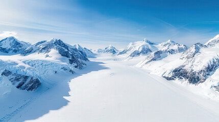 Majestic Glacier Vista, a breathtaking winter landscape showcasing towering ice formations and serene expanses, perfect for heartfelt greetings and seasonal messages