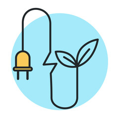 Ecology line art icon, nature and environment. Protection, planet care, natural recycling power. Vector ecology line art illustration