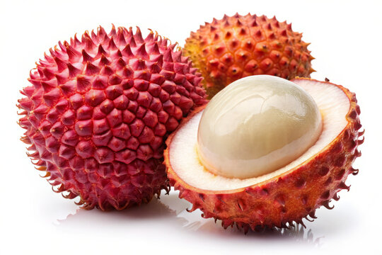 Rambai fruit, vibrant red exterior, and juicy translucent interior, showcases its unique texture and flavor. This tropical delight is perfect for fresh fruit lovers