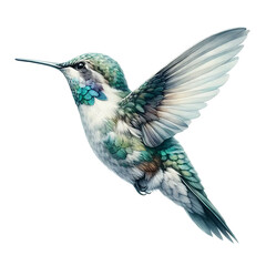 Fototapeta premium Little bird Hummingbird close-up painted on a light background abstract decorative painting