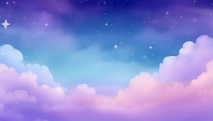 Purple gradient mystical moonlight sky with clouds and stars