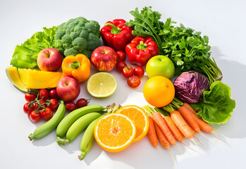 vegetable and fruits photo or illustrator on white background