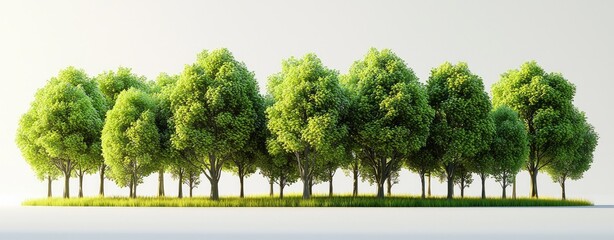 Lush Green Trees on White Background for Nature Themes