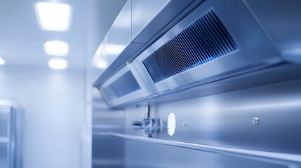 144. A close-up of a fume hood is sash and airflow dynamics