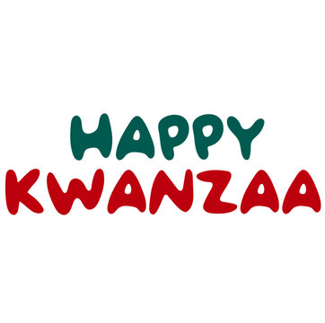 Happy Kwanzaa handwritten text for traditional african american ethnic holiday. African American cultures festival. 