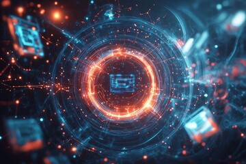 Obraz premium The Quantum Gateway, Quantum Computing in Digital Ecosystems