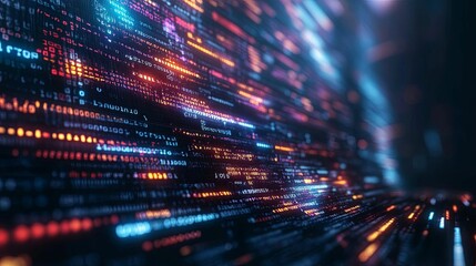 Fototapeta premium Abstract Digital Data Stream with Glowing Lines and Numbers