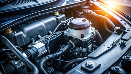 Fototapeta premium Brake pump and booster in the engine compartment silhouette