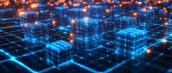 Obraz premium Quantum Computing Grid, Quantum Computing in Digital Ecosystems