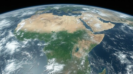Satellite View of Africa from Space Showing the Sahara Desert and the Red Sea