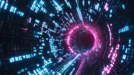 Obraz premium The Colorful Digital Data Tunnel