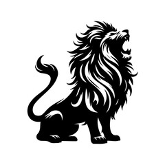 A lion in black silhouette style
