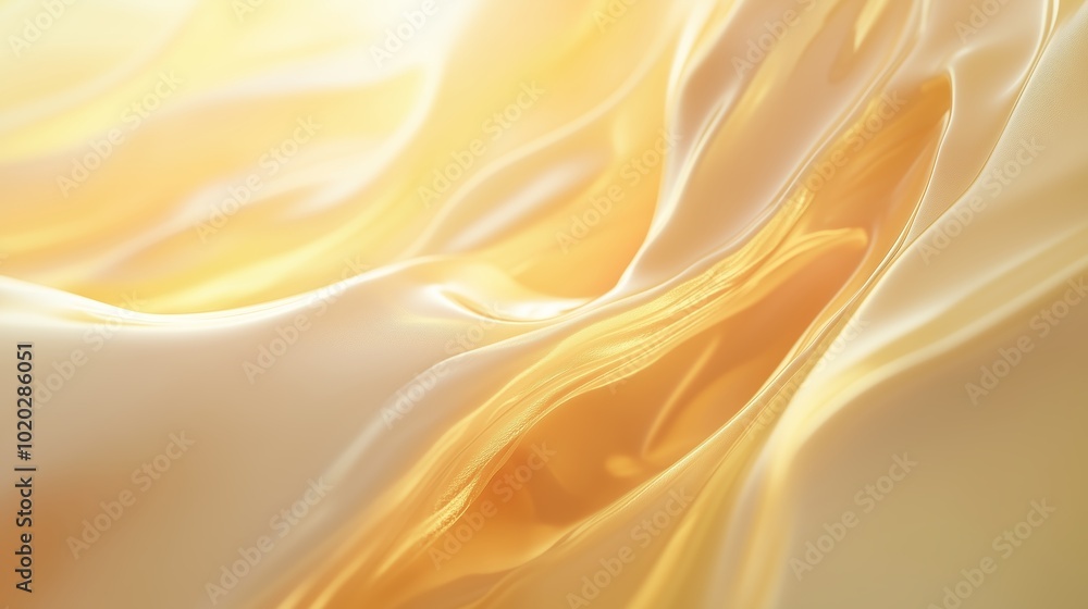 Poster soft golden waves of fabric gently undulating in warm light create a tranquil and inviting atmospher