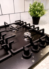 Modern gas stove burner, great design for any purposes. Top view.