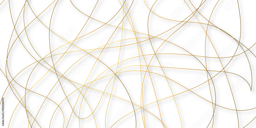 Poster White abstract background with golden diagonal lines and shadows. modern random pattern line stroke transparent background. Simple gold scribble line backdrop Minimal style website banner design.	