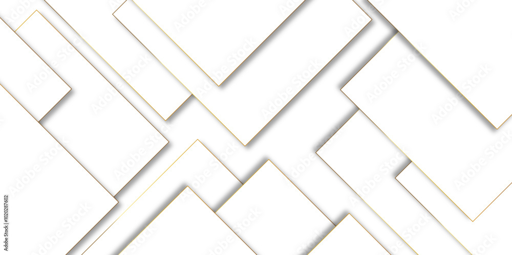 Aufkleber Modern minimal golden square shape background with stoke. abstract futuristic architecture concept with digital geometric gold line for wallpaper, presentation background design, vector illustration..