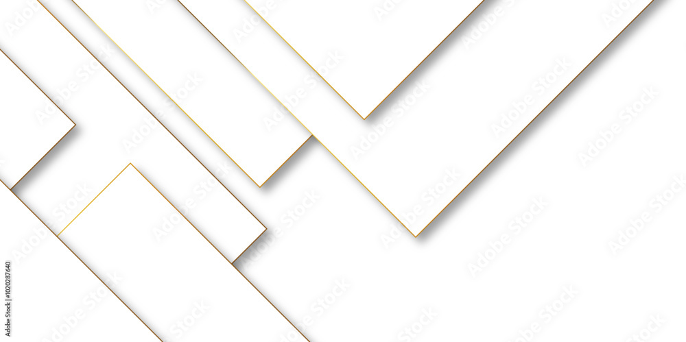 Aufkleber Modern minimal golden square shape background with stoke. abstract futuristic architecture concept with digital geometric gold line for wallpaper, presentation background design, vector illustration..