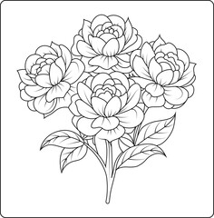 Peony Bouquet Flower Coloring Pages for Elegant and Creative Fun