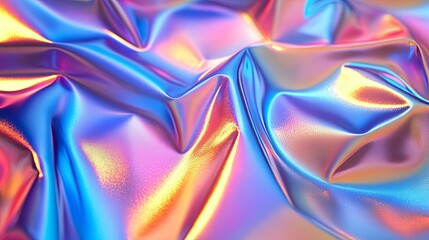 Fototapeta premium Abstract iridescent holographic texture with flowing, wavy pattern