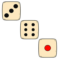 three dices illustration hand drawn isolated vector