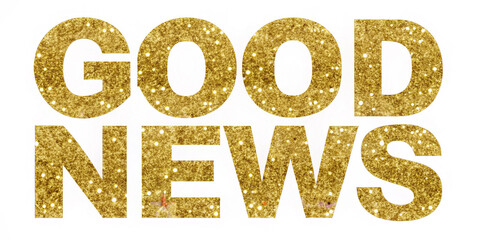 Glittery Gold 'Good News' Text – Sparkling Celebration Typography