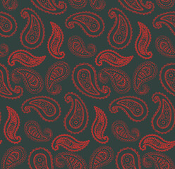 Ethnic striped tribal paisley seamless pattern.