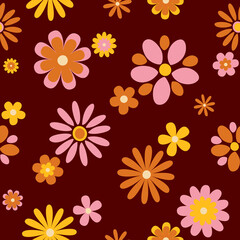 flower floral vintage seamless pattern. This is a retro flower repeat vector illustration. Design for decorative, wallpaper, shirts, clothing, tablecloths, blankets, wrapping, texture, textile,    