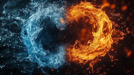Obraz premium Abstract Circular Water and Fire Dynamic Composition