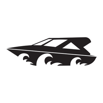 black boat sailing waves clip art preview