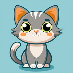 Obraz premium cat, cartoon, animal, pet, vector, kitten, illustration, cute, funny, kitty, drawing, domestic, character, art, fun, baby, design, feline, smile, mammal, fur, tail, clipart, comic, dog