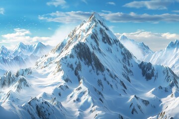 Obraz premium 3D Alpine, High altitude mountain landscape Background Wallpaper