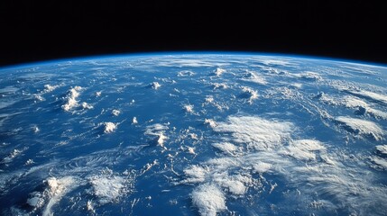 Earth's Atmosphere From Space With White Clouds