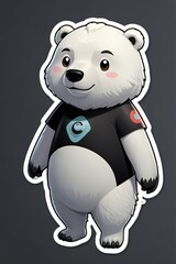 Obraz premium polar bear as diver ,full body,standing on 2 legs, 3d character cartoon