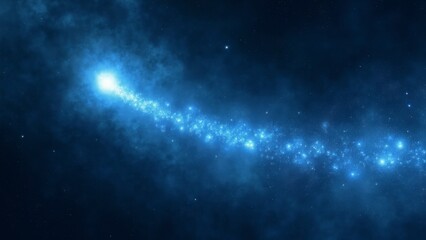 Obraz premium Generative, AI, a stunning cosmic scene with a planet, shooting star, and glowing clouds against a starry sky.