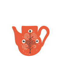 Vintage clay jug with hand painting